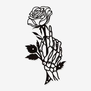 NBEADS Skeleton Rose Metal Wall Art Decor, Black Wall Hanging Decor Silhouette Wall Art Modern Metal Wall Sculptures for Modern Home Hanging Decorations, 11x5.8 Inch in Saudi Arabia