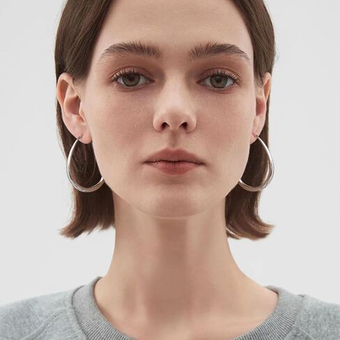 Lightweight Oval Hoop Earrings for Women, Hypoallergenic and Statement, 925 Sterling Silver Plated, Gift by Febsky in Saudi Arabia