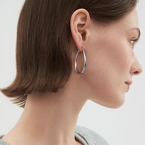 Lightweight Oval Hoop Earrings for Women, Hypoallergenic and Statement, 925 Sterling Silver Plated, Gift by Febsky in Saudi Arabia