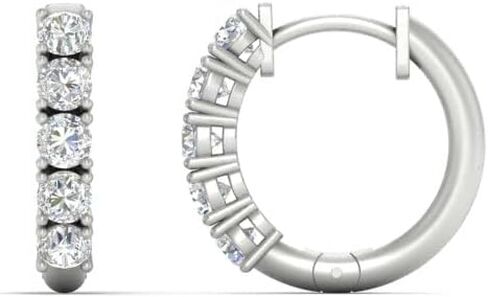 1/2 To 1 Carat Round Cut Five Stone Lab Grown Diamond Hoop Huggie Earrings For Women Sterling Silver/14K Gold (E-H Color, VS1 Clarity, 0.50-1 Ctw) in Saudi Arabia