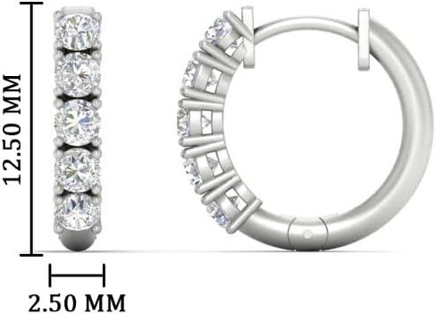 1/2 To 1 Carat Round Cut Five Stone Lab Grown Diamond Hoop Huggie Earrings For Women Sterling Silver/14K Gold (E-H Color, VS1 Clarity, 0.50-1 Ctw) in Saudi Arabia