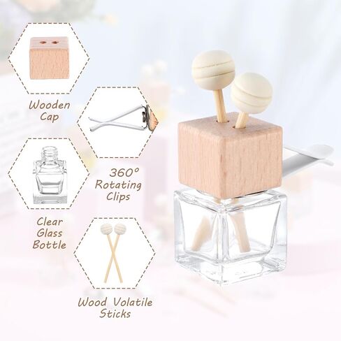 30 Pack Car Diffuser Air Freshener Bottle Empty Car Essential Oil Diffuser Auto Glass Perfume Diffuser Bottle with Vent Clip Wooden Caps Stick Fragrance Ornament in Saudi Arabia
