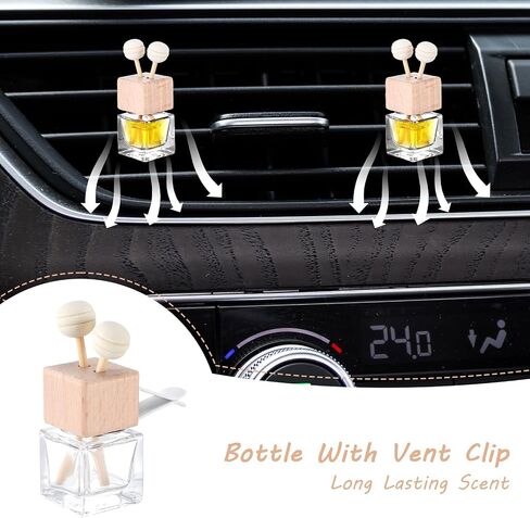 30 Pack Car Diffuser Air Freshener Bottle Empty Car Essential Oil Diffuser Auto Glass Perfume Diffuser Bottle with Vent Clip Wooden Caps Stick Fragrance Ornament in Saudi Arabia