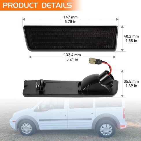 LED Side Marker Lights for 2010-2013 Ford Transit Connect Front Bumper Marker Reflectors Lamps, Smoked Len Amber in Saudi Arabia