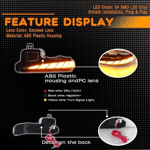 LED Rear Side Mirror Light DRL Amber Sequential Turn Signal Lamp Feature Kit for Toyota RAV4 2019-2025/2016-2024 Tacoma/2020-2025 Highlander,Full LED Side Marker Mirror DRL Lamp,2pc in Saudi Arabia