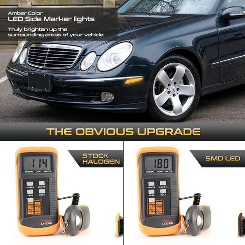 VIPMOTOZ Front Full LED Side Marker Lights Lamps Compatible With 2003-2006 Mercedes Benz W211 E Class E320 E350 E500 E55 AMG Smoked Tinted Housing Clear Lens 6000K Diamond White 2-Pieces Pair Set in Saudi Arabia