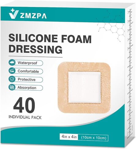 20 Pcs Silicone Foam Dressing 4x4 Gentle Border, HSA FSA Eligible, Waterproof Silicone Bandages for Wounds Care, Bed Sore Patches, Super Absorbent Wound Dressing, Self Adhesive Pressure Sore Pads in Saudi Arabia