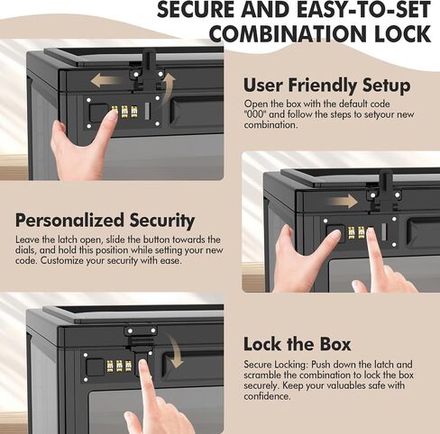 Extra Large Lock Box for Medication Safe, Medicine Lockable Storage Box with Code, Clear Phone Lock Boxes for Videos, Box with Combination Lock for Snacks Food, Locking Cabinet for Home/Office Locker in Saudi Arabia