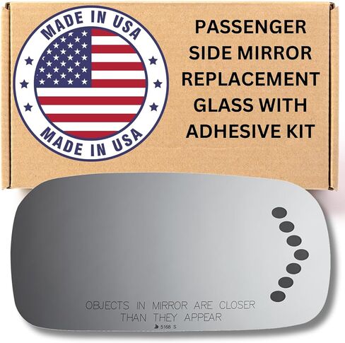Passenger Side Mirror Replacement Glass with Adhesive Pads for 2006-2008 DTS or Lucerne - Dim Fit Over Signal Etch (2006 2007 2008 06 07 08) in Saudi Arabia