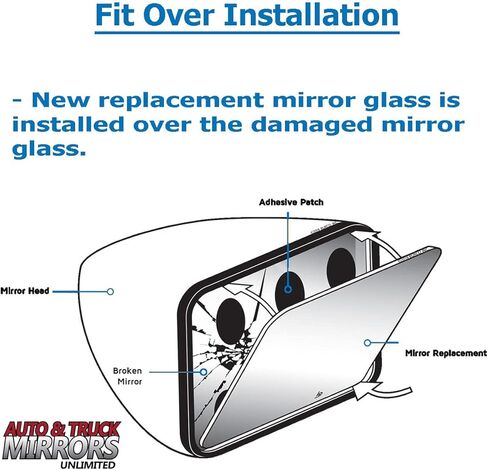 Passenger Side Mirror Replacement Glass with Adhesive Pads for 2006-2008 DTS or Lucerne - Dim Fit Over Signal Etch (2006 2007 2008 06 07 08) in Saudi Arabia