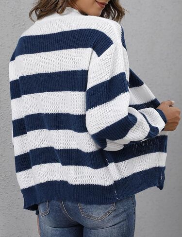 Kinghua Striped Cardigans for Women Fall Winter Casual V Neck Button Down Sweater Jackets Knit Cardigan Tops in Kuwait
