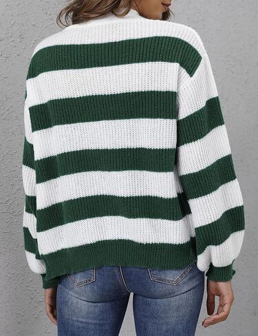 Kinghua Striped Cardigans for Women Fall Winter Casual V Neck Button Down Sweater Jackets Knit Cardigan Tops in Kuwait