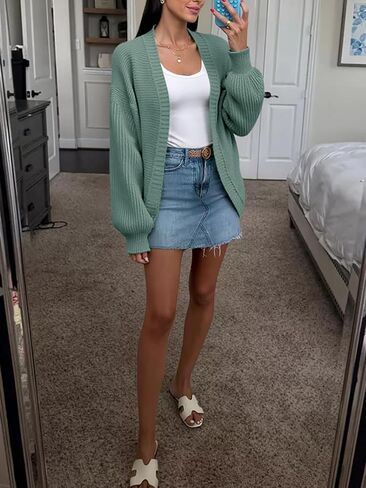 Cicy Bell Womens Oversized Cardigan Sweaters Trendy Open Front Long Lantern Sleeve Chunky Knit Sweater in Saudi Arabia