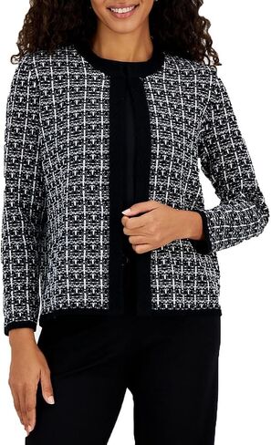 Kasper Women's Kissing Front Cardigan W/Mixed Stitch in Saudi Arabia