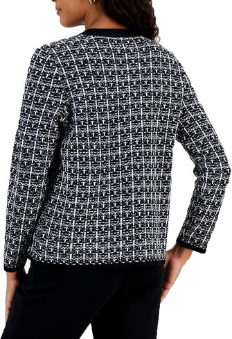 Kasper Women's Kissing Front Cardigan W/Mixed Stitch in Saudi Arabia