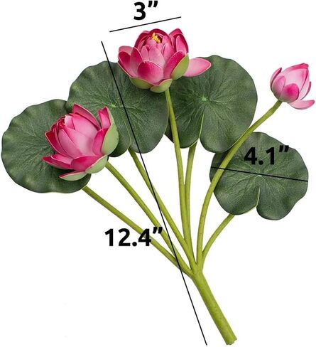 2Pcs Artificial Lotus Flower Decor, 12.5inch 7 Head Water Lilies, Outdoor Pond Plants, Silk Artificial Flower Lotus, Household Living Room and Dining Table Decoration (Pink) in Kuwait