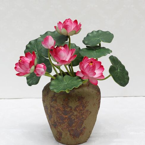 2Pcs Artificial Lotus Flower Decor, 12.5inch 7 Head Water Lilies, Outdoor Pond Plants, Silk Artificial Flower Lotus, Household Living Room and Dining Table Decoration (Pink) in Kuwait