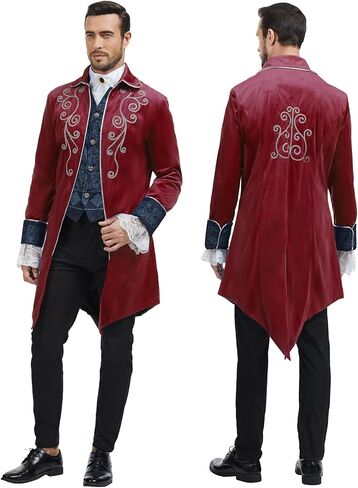 رجال من العصور الوسطى steampunk tailcoat سترة القوطية الفستان الفيكتوري معطف موحد عيد الهالوين حفلة تأثيري in Kuwait