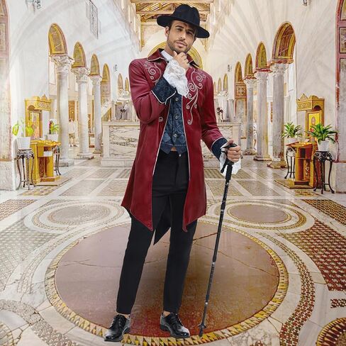 رجال من العصور الوسطى steampunk tailcoat سترة القوطية الفستان الفيكتوري معطف موحد عيد الهالوين حفلة تأثيري in Kuwait