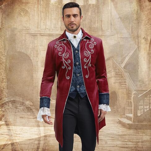 رجال من العصور الوسطى steampunk tailcoat سترة القوطية الفستان الفيكتوري معطف موحد عيد الهالوين حفلة تأثيري in Kuwait