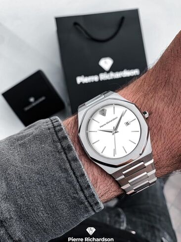 PR5428 WATCH للرجال الفاخرة-حركة الكوارتز اليابانية ، الفولاذ المقاوم للصدأ ، 41 ملم ، 5ATM مقاومة للماء ، والياقوت المقاوم للخدش الزجاج-ساعة كلاسيكية لباس للرجال in Kuwait