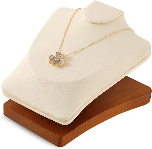 Wooden Necklace Display Mannequin Stand, Pendant Earring Storage Holder, Jewelry Bust Organizers, Shop Showcase Tloakroom Table Jewelry Rack in Kuwait