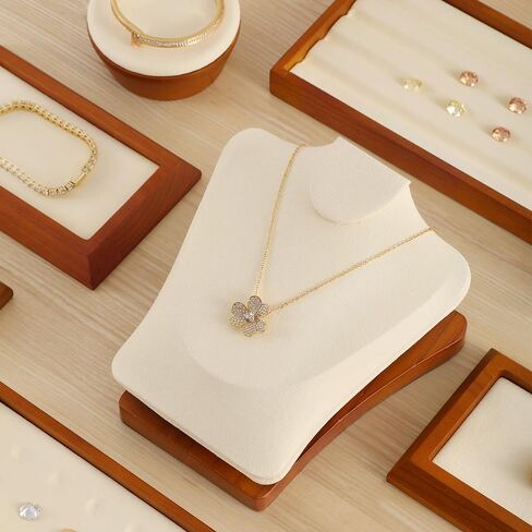 Wooden Necklace Display Mannequin Stand, Pendant Earring Storage Holder, Jewelry Bust Organizers, Shop Showcase Tloakroom Table Jewelry Rack in Kuwait