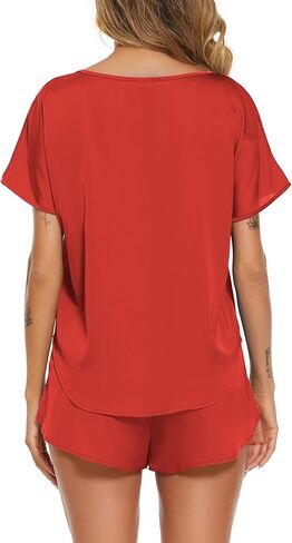 Ekouaer Women Satin Pajama مجموعة قصيرة من الأكمام خفيفة الوزن الحرير Pajama مجموعة 2 قطعة صالة مع السراويل القصيرة in Kuwait