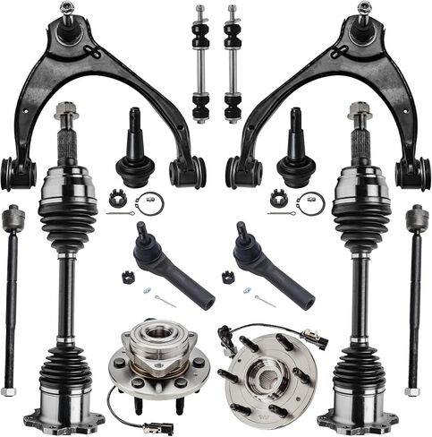Detroit Axle - 4WD 14pc Front CV Axles Kit for Silverado Sierra 1500 Tahoe Suburban Yukon XL Escalade 2 CV Axles 2 Wheel Hubs 2 Upper Control Arms 4 Tie Rods 2 Sway Bars 2 Ball Joints Replacement in Saudi Arabia