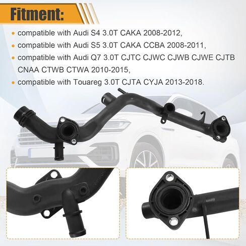 06E121045Q Engine Coolant Radiator Pipe Water Hose Compatible with Audi S4 S5 Q7 3.0T 2008-2015 Compatible with Touareg 3.0T 2013-2018 Replaces 06E121045AE 06E121045BA 06E121045BD in Saudi Arabia