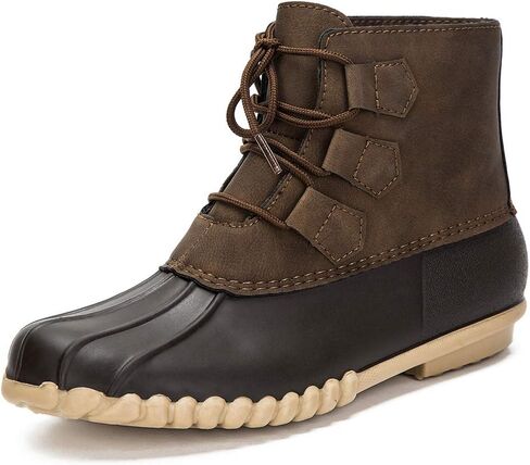 DKSUKO Women's Duck Boots Lace Up Waterproof Ankle Snow Rain Boots in Kuwait