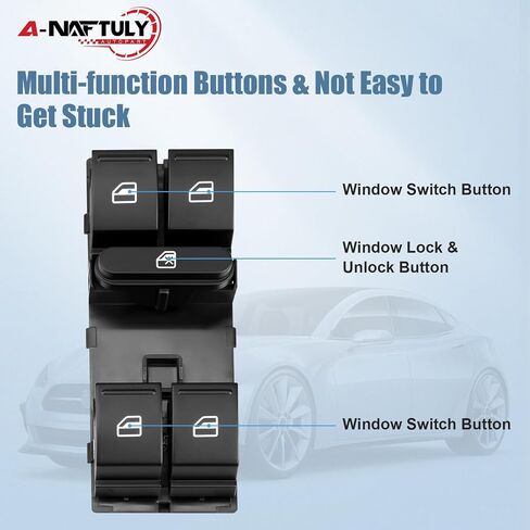 Driver Side Master Power Window Switch Replacement for Volkswagen VW Jetta 2005-2016, Passat 2006-2017, Golf 2010-2014, Rabbit, GTI, CC, Front Left, 1K4959857, 5ND959857, 5K4959857 in Saudi Arabia