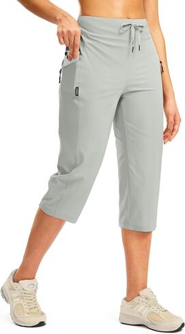 G Gradual Women's Capri Pants with 3 Zipper Pockets Lightweight Quick Dry Hiking Travel Capris Pants for Women Casual Summer in Saudi Arabia