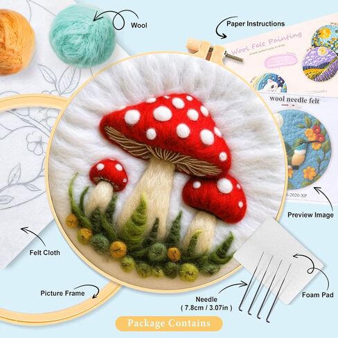 Perycomly Needle Felting Kit for Beginner – Cat Needle Wool Felting Set with Needles, Foam Pad, Felt Cloth, Picture Frame, and Instructions – Great Gift Decoration in Saudi Arabia