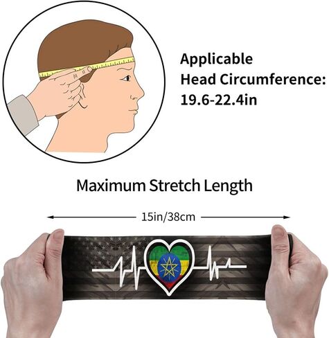 Ethiopia Flag Ethiopian Pride Heartbeat Multifunctional Sweatband for Running Basketball Fitness Men and Women1 in Saudi Arabia