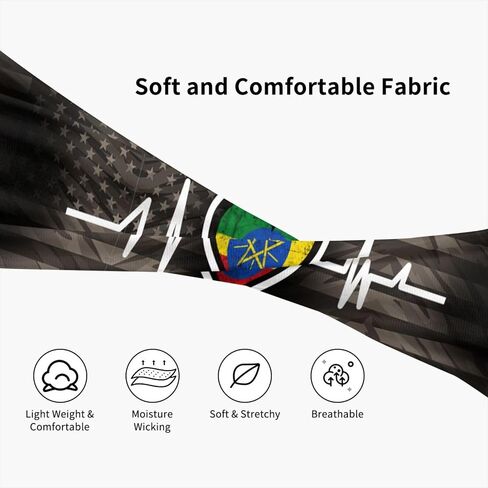 Ethiopia Flag Ethiopian Pride Heartbeat Multifunctional Sweatband for Running Basketball Fitness Men and Women1 in Saudi Arabia