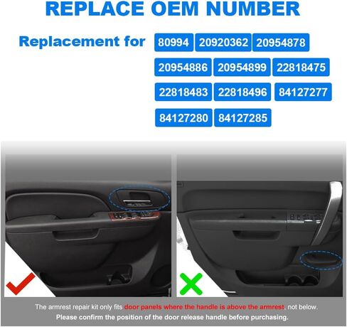 JDMON Front Left Driver Interior Armrest w/Door Release Handle Above Armrest 27 Inch Replaces 80994 Replacement for Chevy GMC Avalanche Suburban Silverado Sierra 1500 2500HD 3500HD Yukon 2010-2014 in Saudi Arabia