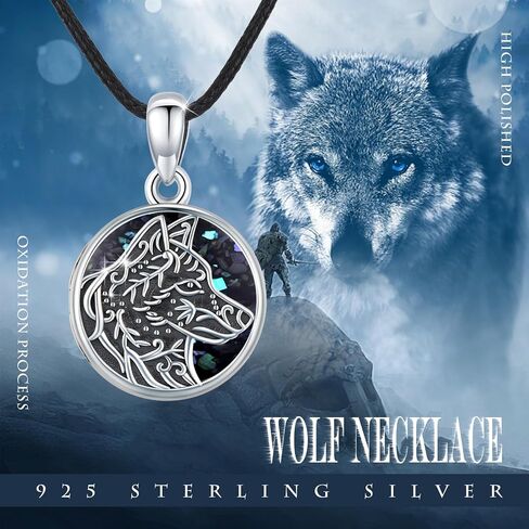 MEDWISE Wolf Viking Locket Necklace 925 Sterling Silver Wolf Locket That Holds Pictures Personalized Wolf Photo Memorial Wolf Jewelry for Women Men Son Lover Gift Valentines in Saudi Arabia