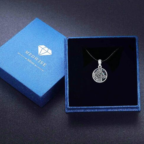 MEDWISE Wolf Viking Locket Necklace 925 Sterling Silver Wolf Locket That Holds Pictures Personalized Wolf Photo Memorial Wolf Jewelry for Women Men Son Lover Gift Valentines in Saudi Arabia