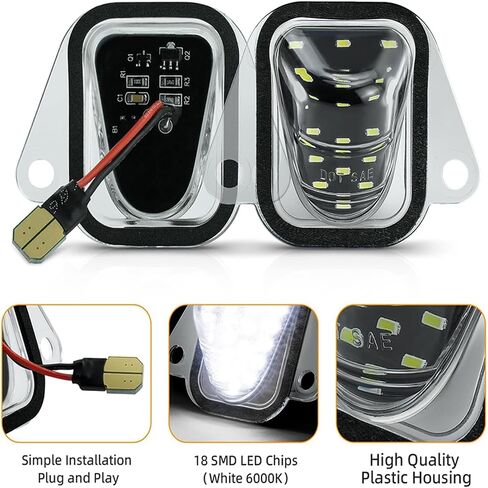 White LED License Plate Lights Tag Lamp Assembly for Cadillac Escalade ATS,2015-2020 Chevy Tahoe Suburban Malibu/GMC Yukon XL, 2pcs Rear License Plate Lamp in Kuwait