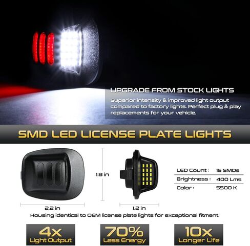 VIPMOTOZ Full LED Rear License Plate Lights Lamps w/Red Strips Compatible With 1998-2004 Compatible with Nissan Frontier 1994-2004 Xterra Chrome Housing Clear Lens in Saudi Arabia