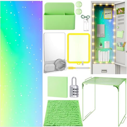 Colarr 19 PCS Locksories kit kit stuff to to schools stessions magnetic wallpaper chelf pencil حامل قلم رصاص مع علامة مرآة مرآة لزجة مغناطيس قفل الضوء اللاسلكي للطالب (الأزرق) in Kuwait