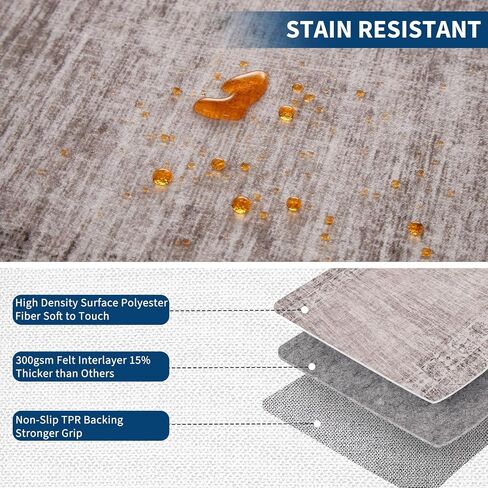 GarveeHome 5x7 Washable Area Rug for Living Room Vintage Border Rug Stain Resistant Dining Room Boho Throw Carpet with Rubber Backing Bordered Rug for Bedroom Kitchen Home Decor, Brown in Saudi Arabia