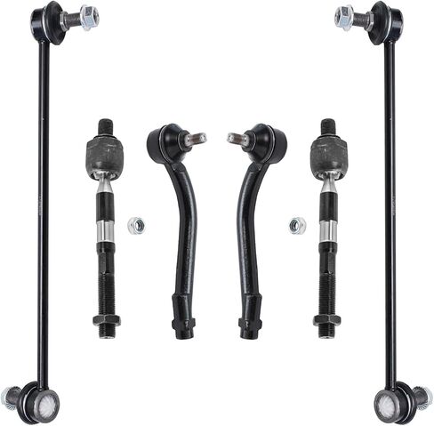 Detroit Axle - 6pc Front Suspension Kit for Hyundai 2007-2012 Santa Fe, Kia 2011-2013 Sorento, 4 Inner and Outer Tie Rod End Links 2 Sway Bar Links Replacement in Saudi Arabia