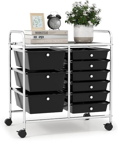 عربة تخزين متداول 15-Drawer ، عربة تخزين متعددة الأغراض ، منظم تخزين على عجلات ، إطار معدني متين ، أدوات ورق القصاصات ، مناسبة لمدرسة المكاتب (المعكرون) in Saudi Arabia