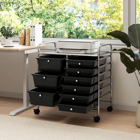 عربة تخزين متداول 15-Drawer ، عربة تخزين متعددة الأغراض ، منظم تخزين على عجلات ، إطار معدني متين ، أدوات ورق القصاصات ، مناسبة لمدرسة المكاتب (المعكرون) in Saudi Arabia