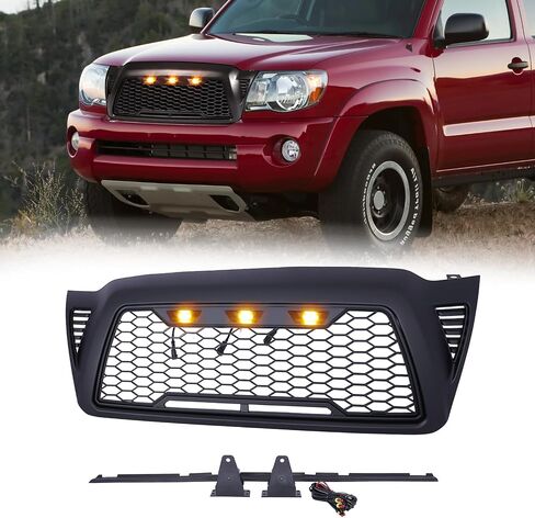 KARPAL Front Upper Mesh Grille LED Grill Compatible with 2012-2015 Toyota Tacoma w/LED Lights Black in Saudi Arabia