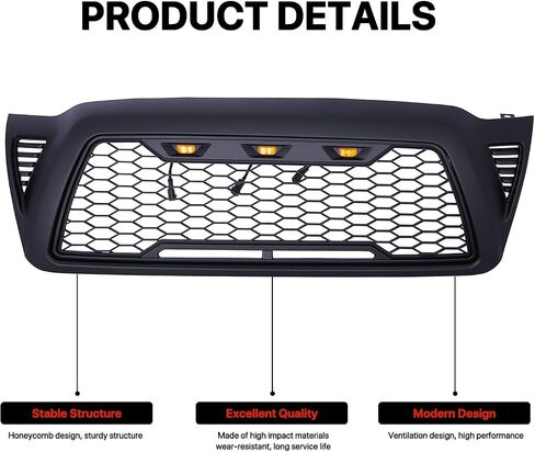 KARPAL Front Upper Mesh Grille LED Grill Compatible with 2012-2015 Toyota Tacoma w/LED Lights Black in Saudi Arabia