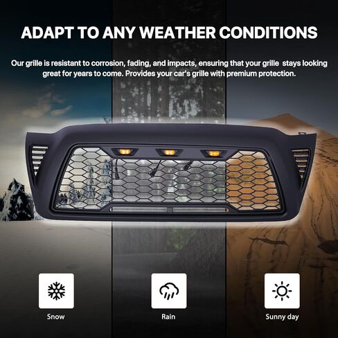KARPAL Front Upper Mesh Grille LED Grill Compatible with 2012-2015 Toyota Tacoma w/LED Lights Black in Saudi Arabia