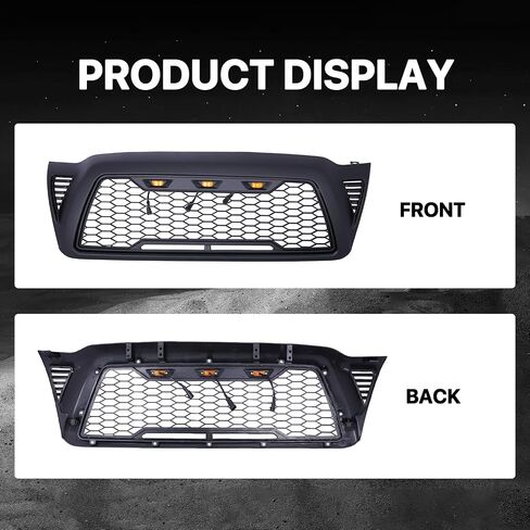 KARPAL Front Upper Mesh Grille LED Grill Compatible with 2012-2015 Toyota Tacoma w/LED Lights Black in Saudi Arabia